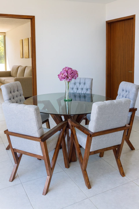 Comedor Base Estrella - Silla Lía Capitoneada